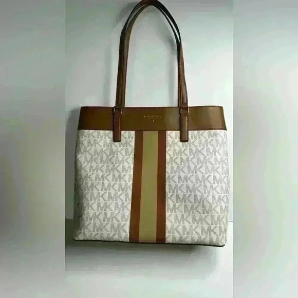 Michael kors CENTER STRIPE MORGAN LARGE Satchel Tote Shoulder Hand Bag MSR$ 298 - Picture 1 of 12